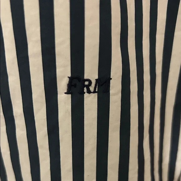 FRAME sheila Navy and White Striped organic cotton blouse. S/P - Picture 3 of 9